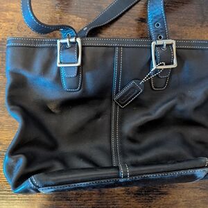 Black Leather Coach Men's Bag